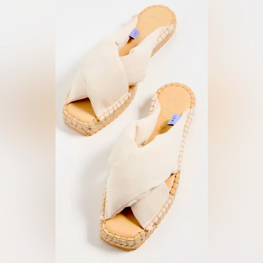 LÄST Cream Organic Cotton Espadrille Slides Sz 7